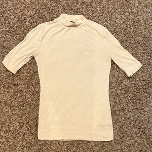 Truth Women’s Ribbed Cream Short-Sleeve Mock Neck Shirt